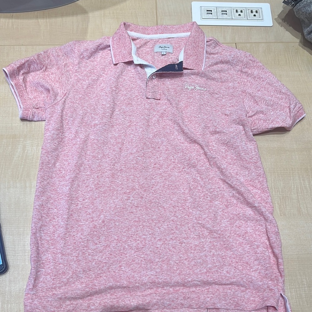 Luxury Pepe Jeans London Large Pink Polo With Collar